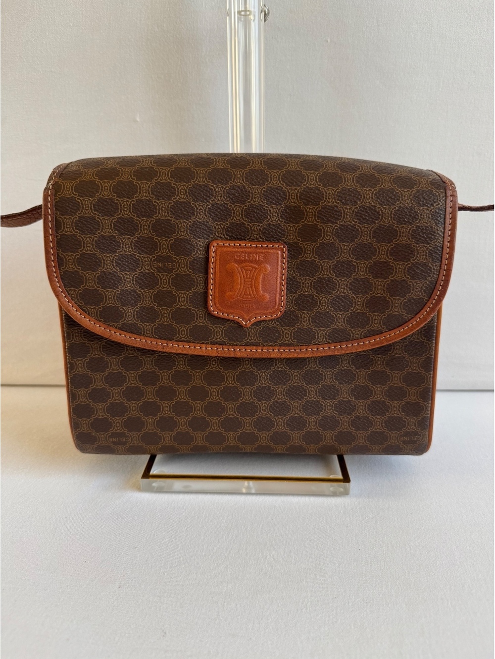 Authentic Vintage Celine Macadam Triomphe Shoulder Crossbody PVC Leather Italy